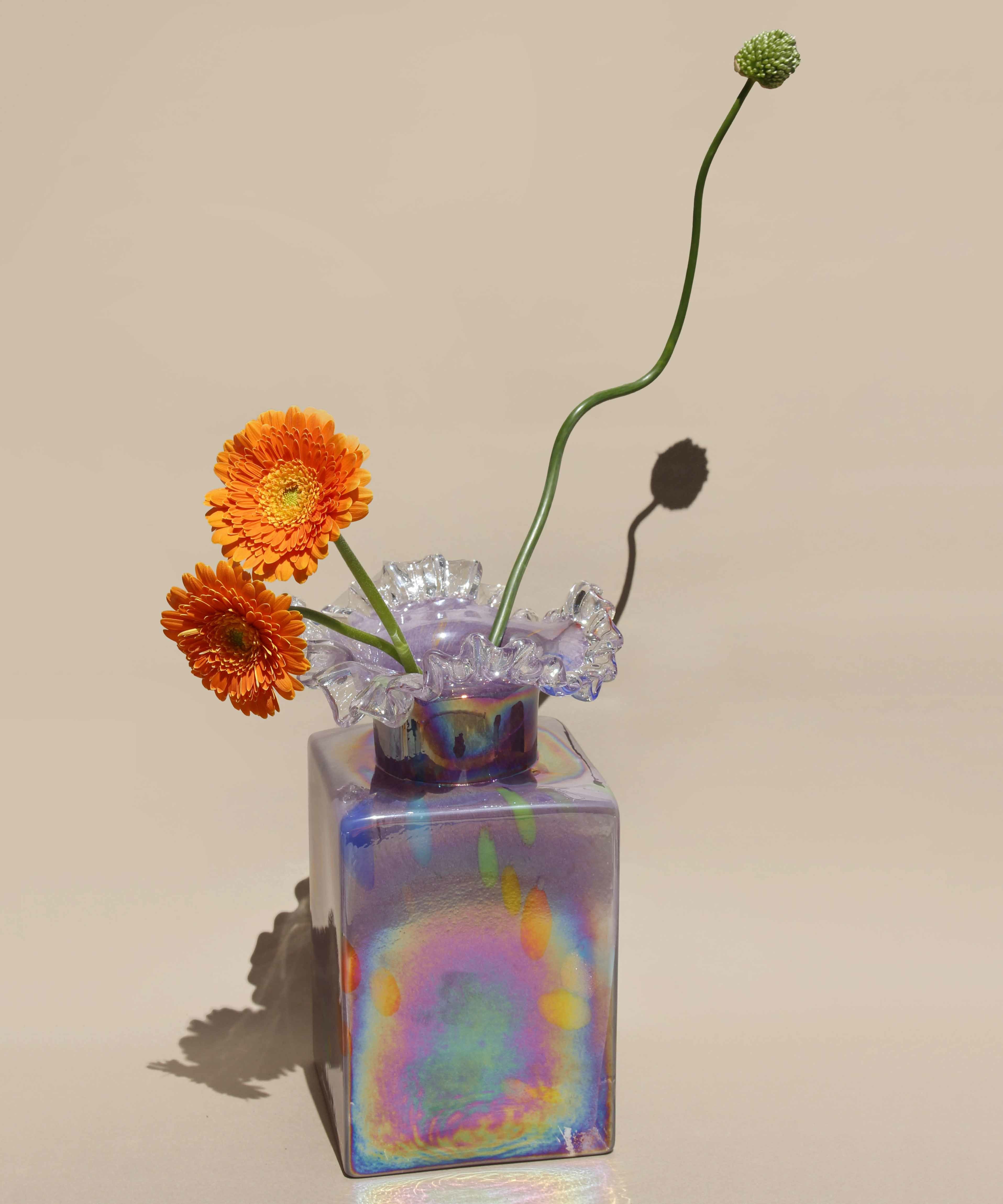 希少カメイガラス OSAKA 虹色 マーブル ピッチャー型 花瓶 No.5 Casselini HOME(キャセリーニ ホーム)ガラスフラワーベースH