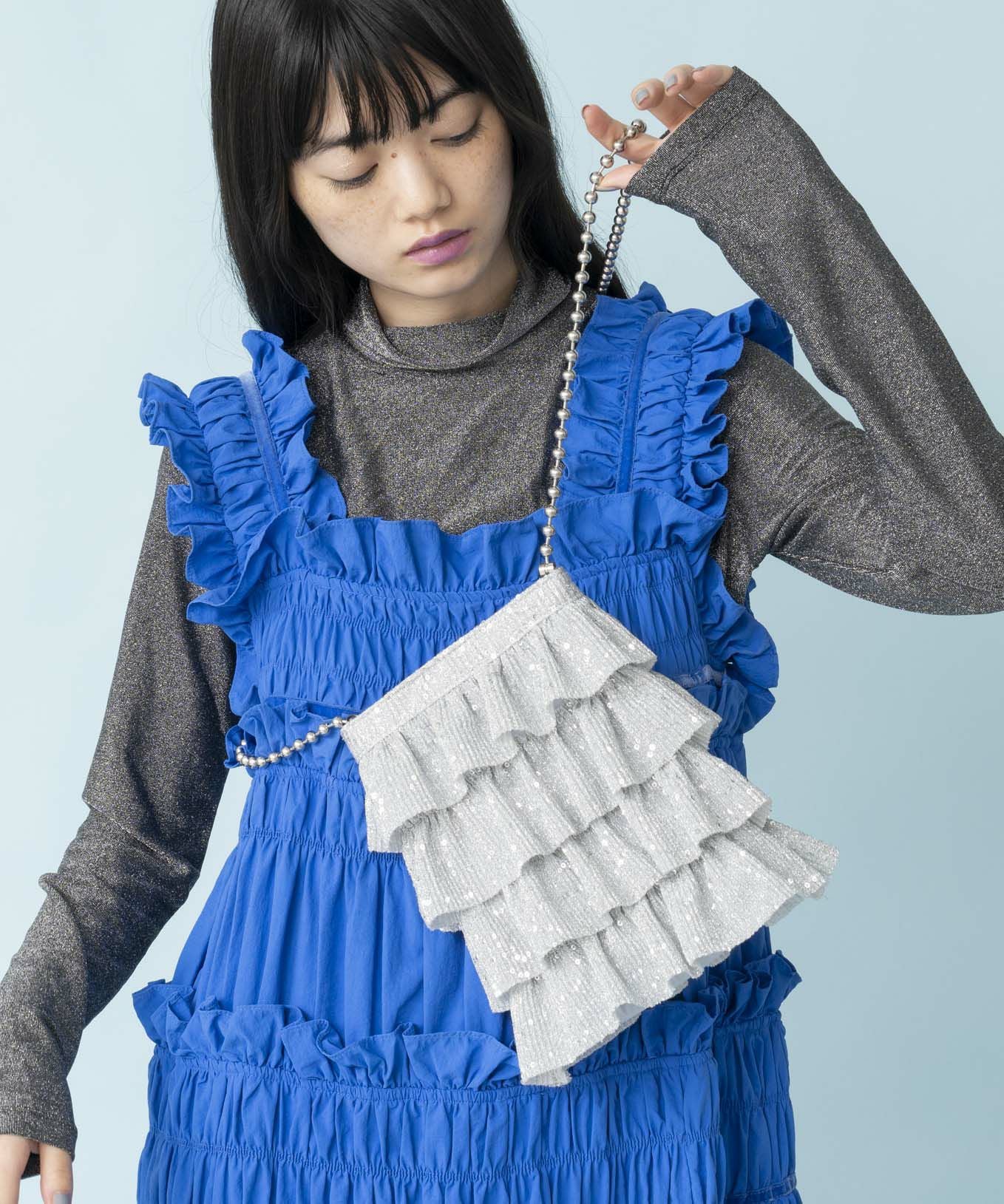 Casselini(キャセリーニ)キラキラプリーツフリルポシェット