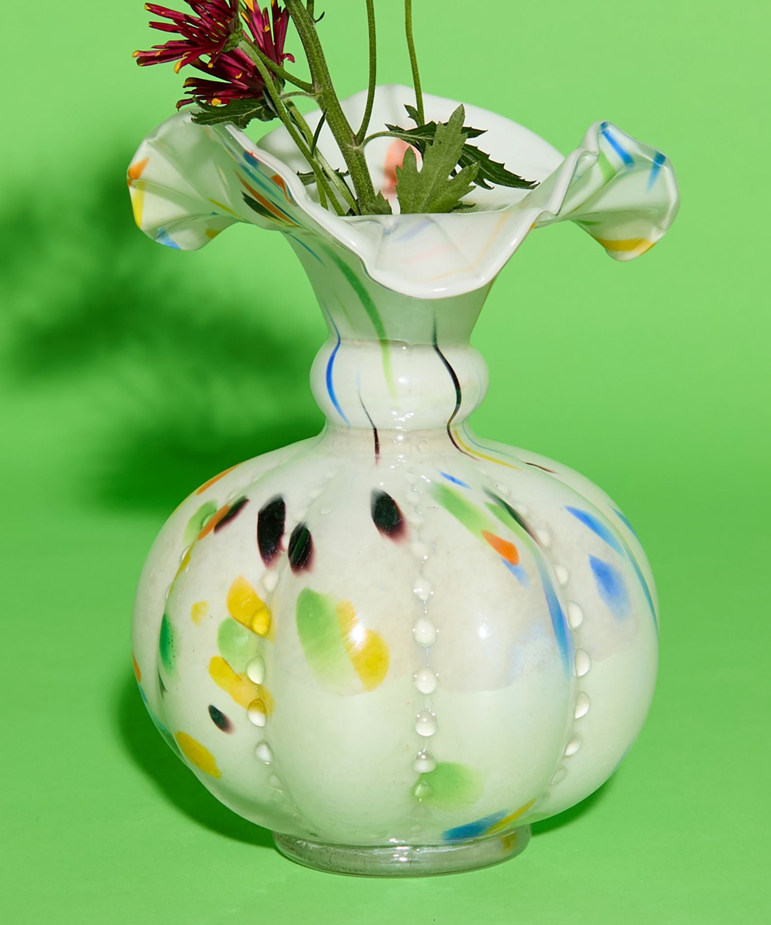 ハンドペイントシノワズリ花と蝶のイエローベースキャニスター　タッセル付き 新色追加】Casselini HOME(キャセリーニ ホーム)ガラスフラワーベースZ