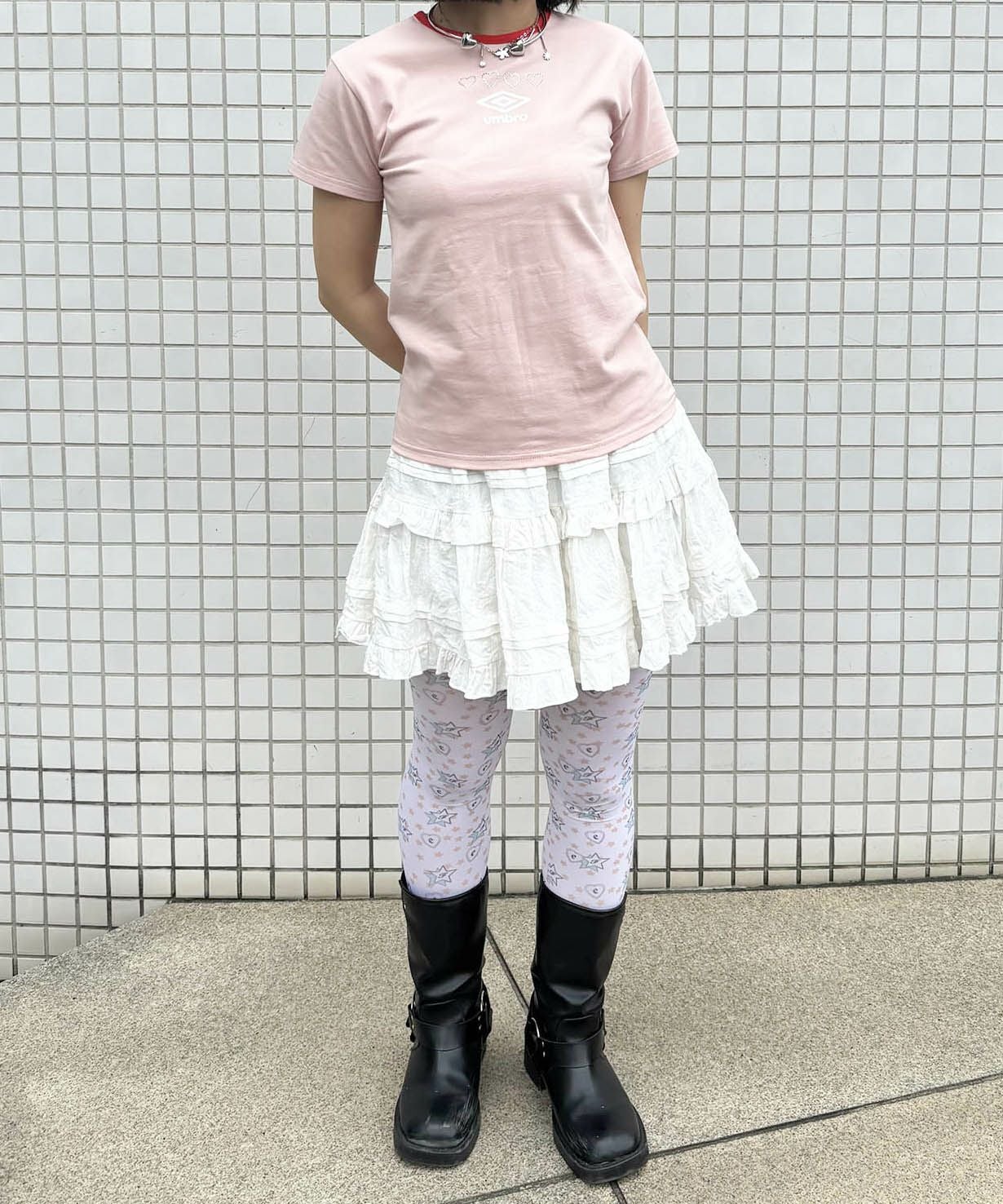 BLUMARINE ブルマリン ピンク ラインストーン ラメ ロゴ Tシャツ Casselini(キャセリーニ)【UMBRO × Casselini】ラインストーンTシャツ