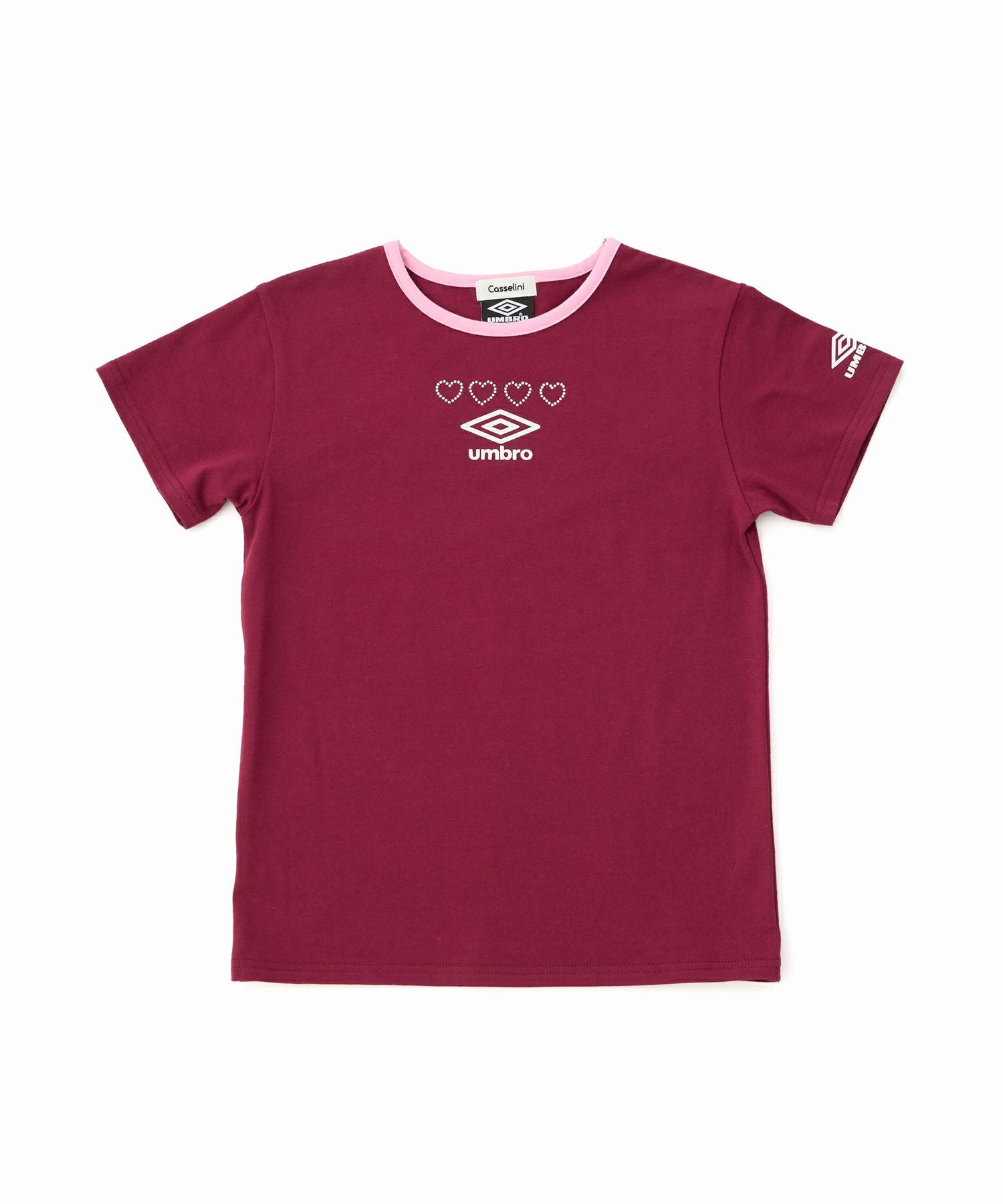 BLUMARINE ブルマリン ピンク ラインストーン ラメ ロゴ Tシャツ Casselini(キャセリーニ)【UMBRO × Casselini】ラインストーンTシャツ