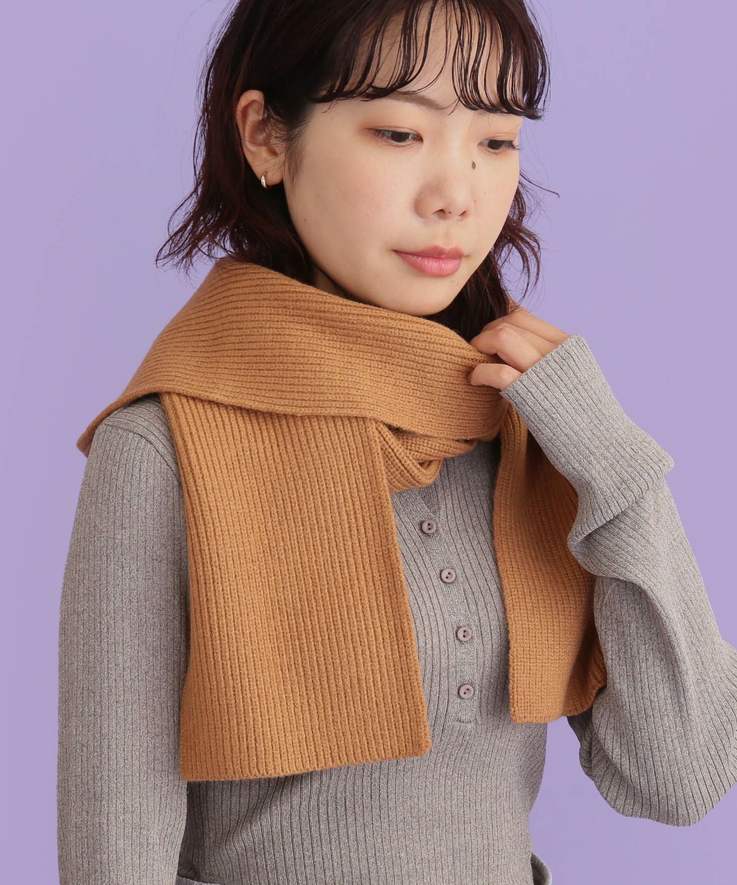 nokko様マカフィー カシミア混フード ウォッシャブルカシミヤソリッドマフラー(マフラー・ストール