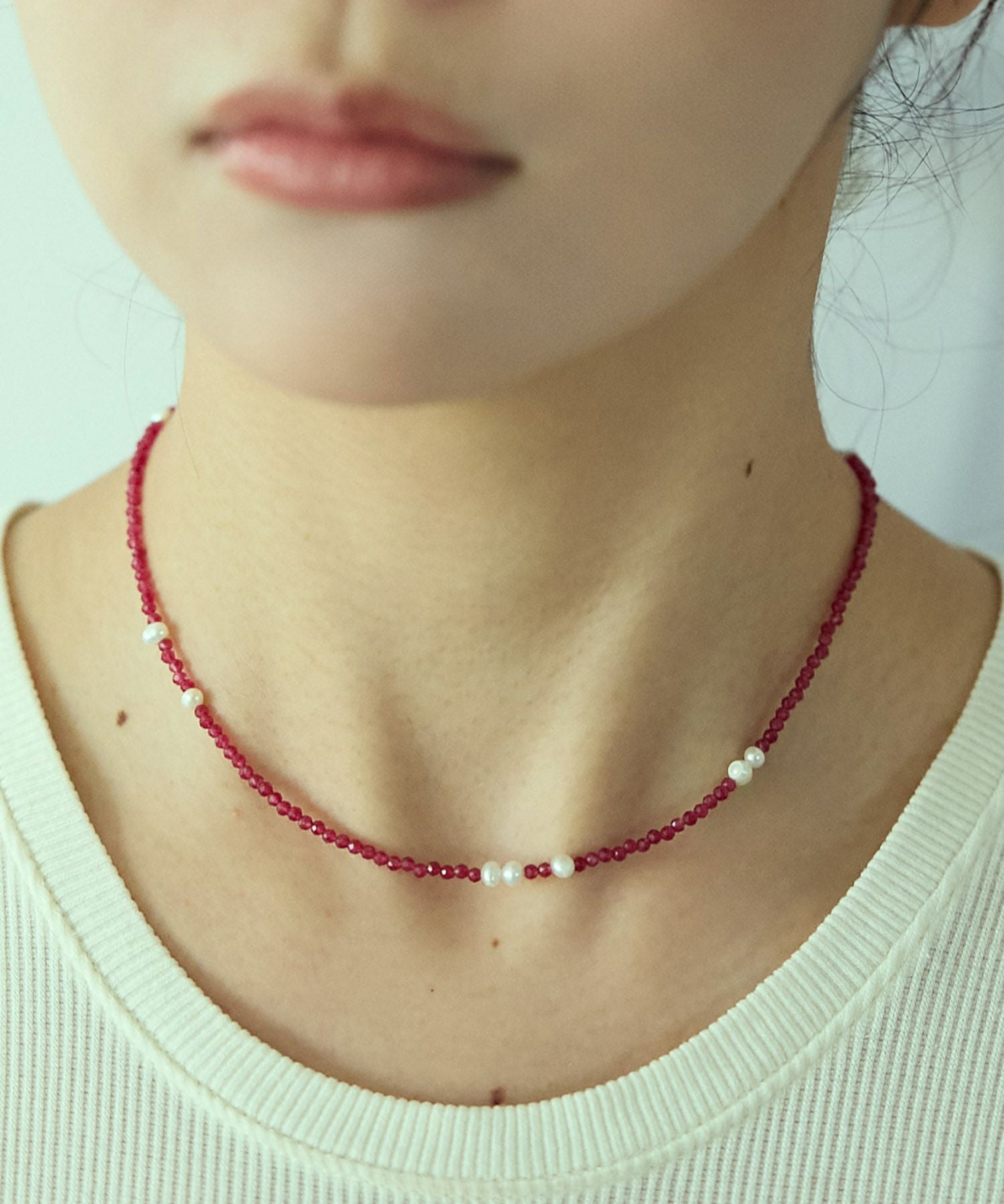 LAPUIS] [Silver925 by LAPUIS] Pearl & stone necklace | CASSELINI
