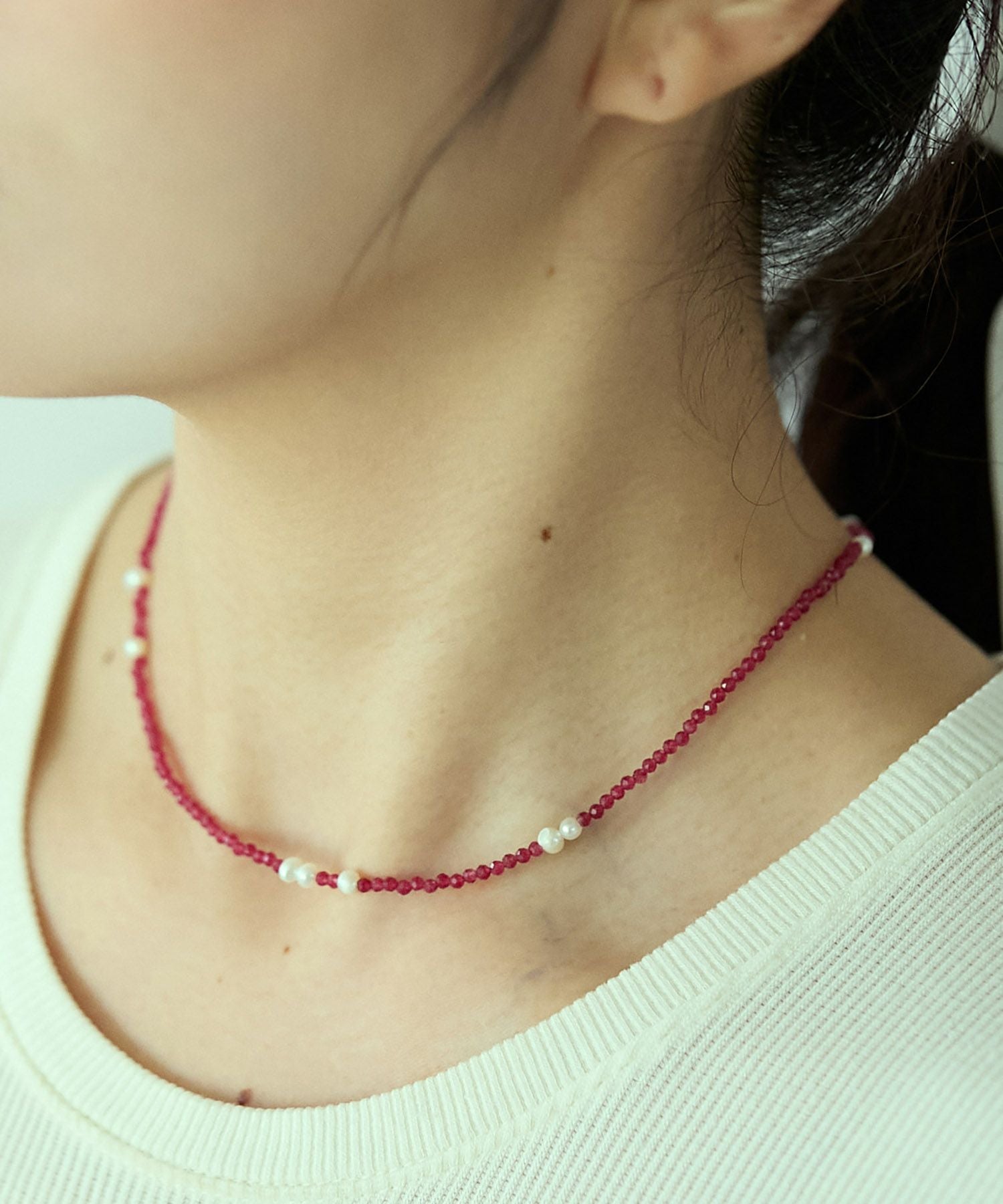 LAPUIS] [Silver925 by LAPUIS] Pearl & stone necklace | CASSELINI