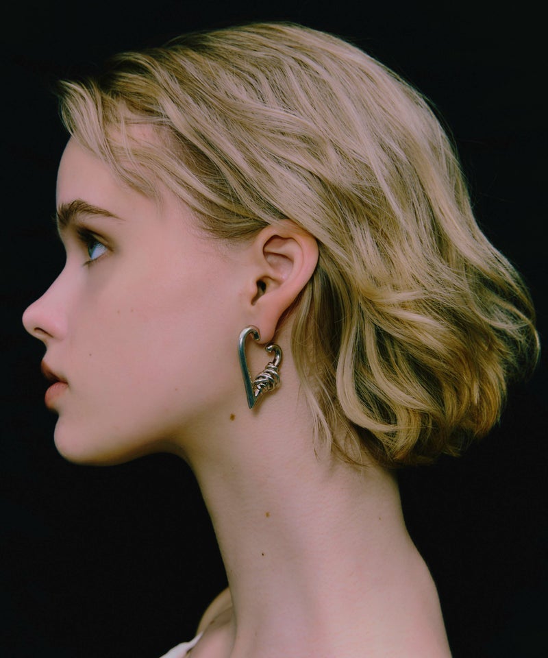 追加生産】[LAPUIS] Coil heart hoop pierced earrings＜7月上旬発送