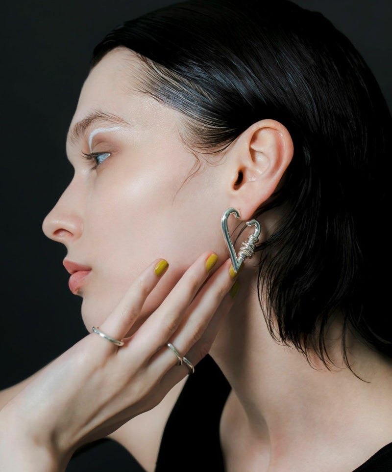 追加生産】[LAPUIS] Coil heart hoop pierced earrings＜7月上旬発送