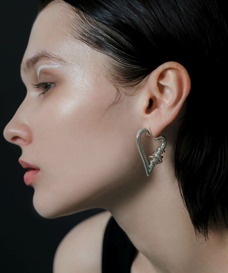 追加生産】[LAPUIS] Coil heart hoop pierced earrings＜7月上旬発送