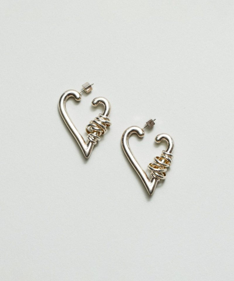 追加生産】[LAPUIS] Coil heart hoop pierced earrings＜7月上旬発送