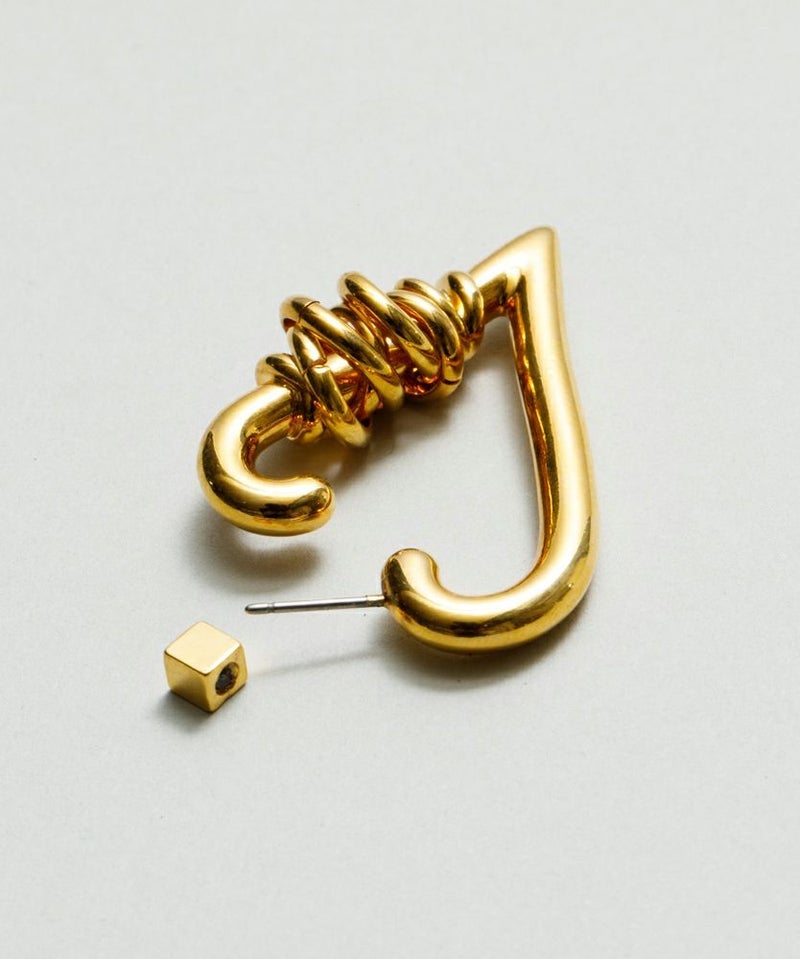 追加生産】[LAPUIS] Coil heart hoop pierced earrings＜7月上旬発送