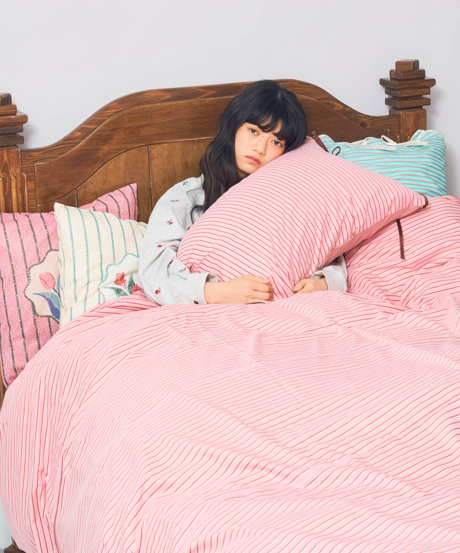 レア　新品未使用　ロコネイル　プルメリアストライプ　布団カバー Casselini HOME(キャセリーニ ホーム)ストライプ布団カバーセット